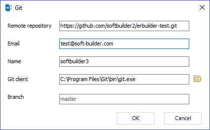 Setup of Git with ERBuilder Data Modeler